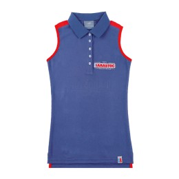 Customized women's royal blue tank top T-shirt with contrasting edges, short front and long back design, polo collar style, five-button chest VT252 Customized women's royal blue tank top T-shirt with contrasting edges, short front and long back design, polo collar style, five-button chest VT252